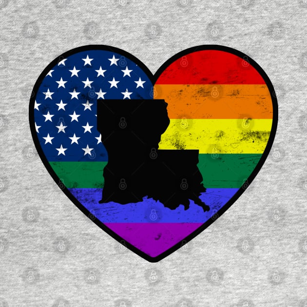 Louisiana United States Gay Pride Flag Heart by TextTees